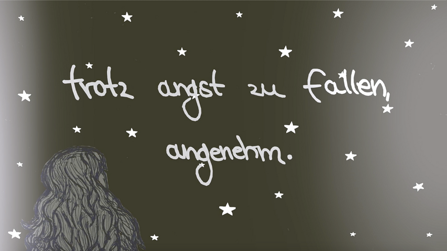 trotz angst zu fallen, angenehm (eng: despite the fear of falling, pleasant)